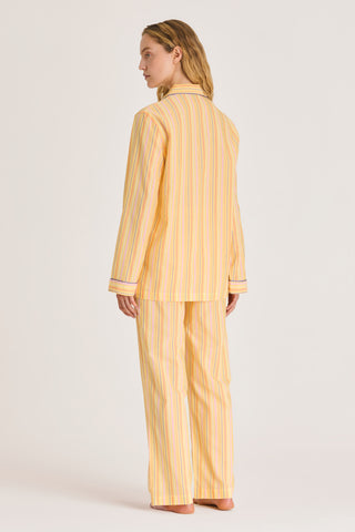 Ultra-Light Cotton Pajama Set - Striped - Saffron
