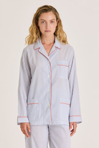 Ultra-Light Cotton Pajama Set - Striped - Navy Blue