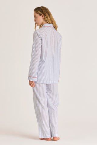 Ultra-Light Cotton Pajama Set - Striped - Navy Blue