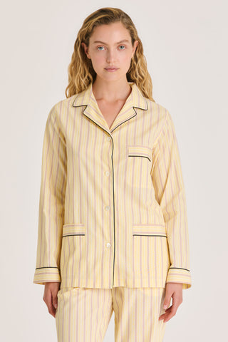 Fine Cotton Pajama Set - Pinstriped - Baby Yellow