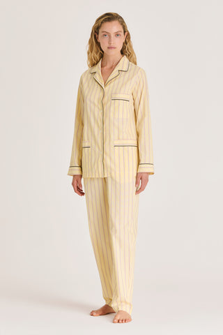 Fine Cotton Pajama Set - Pinstriped - Baby Yellow