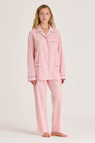 Ultra-Light Cotton Pajama Set - Striped - Peach