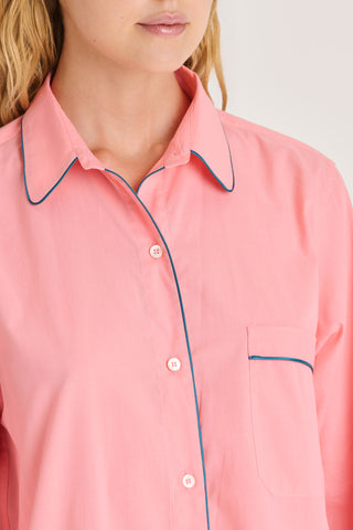 Ultra-Light Cotton Button Down Nightshirt - Coral Peach
