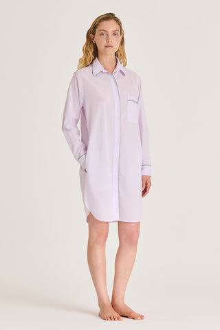 Ultra-Light Cotton Button Down Nightshirt - Lilac