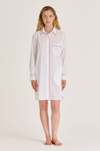 Ultra-Light Cotton Button Down Nightshirt - Pure White