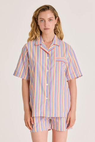 Fine Cotton Short Pajama Set - Striped - Multicolor