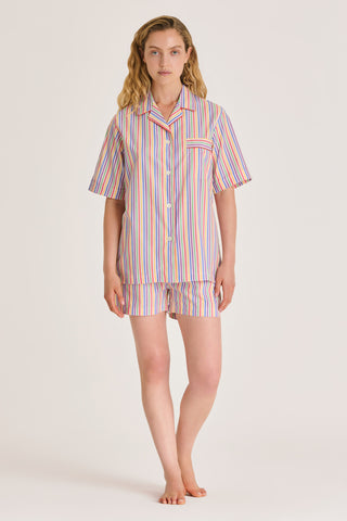 Fine Cotton Short Pajama Set - Striped - Multicolor