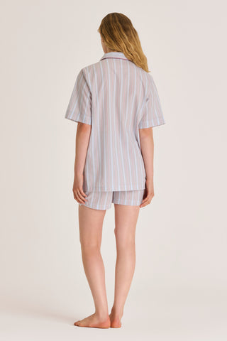 Ultra-Light Cotton Short Pajama Set - Pinstriped - Quiet Gray