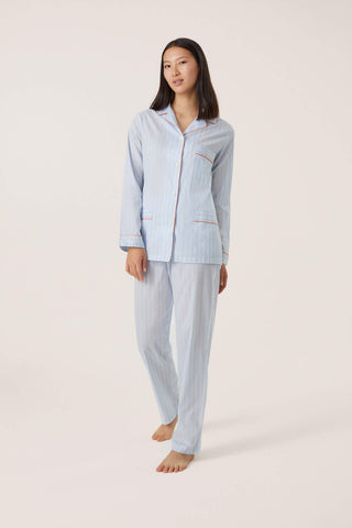 Ultra-Light Cotton Pajama Set - Pinstriped - Sky