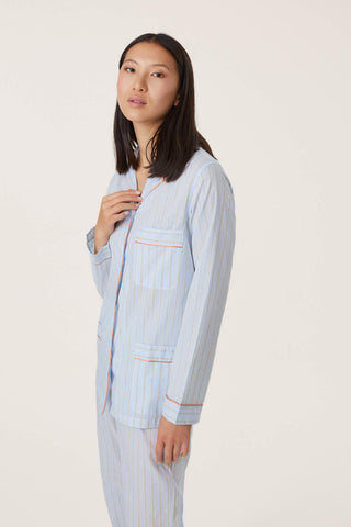 Ultra-Light Cotton Pajama Set - Pinstriped - Sky