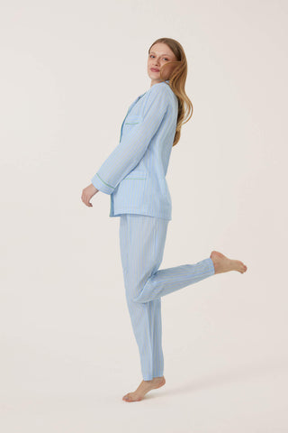Ultra-Light Cotton Pajama Set - Pinstriped - Azure