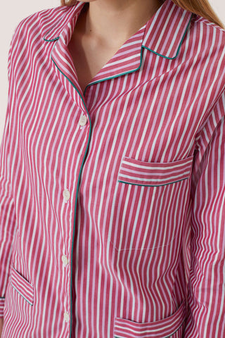 Cotton Pajama Set - Striped - Grape