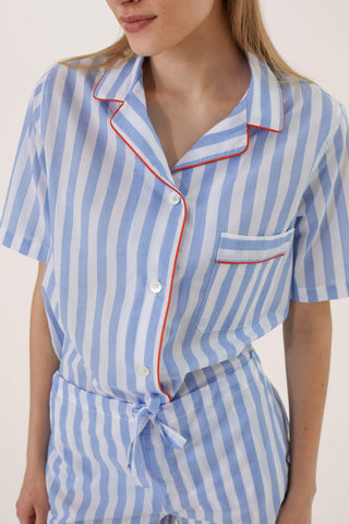 Striped Cotton Voile Short Pajama Set