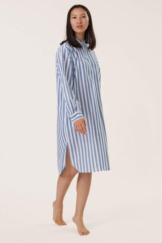 Ultra-Light Cotton Nightshirt - Striped - Avion Blue