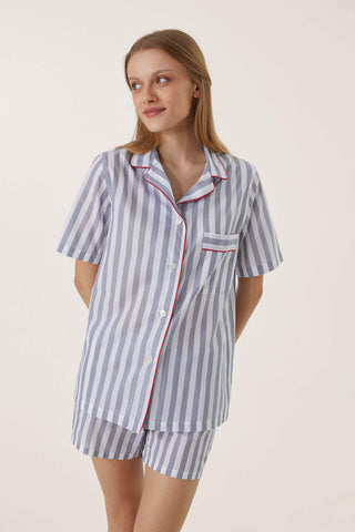 Striped Cotton Voile Short Pajama Set