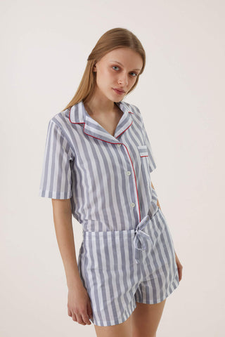 Striped Cotton Voile Short Pajama Set