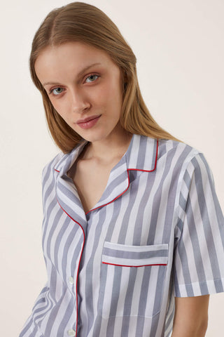 Striped Cotton Voile Short Pajama Set