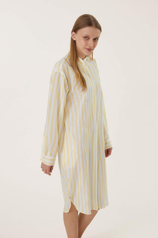 Ultra-Light Cotton Nightshirt - Striped - Limoncello Yellow