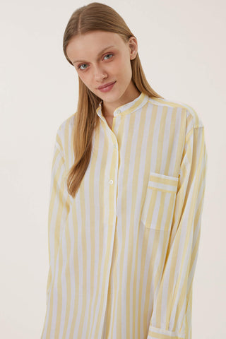 Ultra-Light Cotton Nightshirt - Striped - Limoncello Yellow