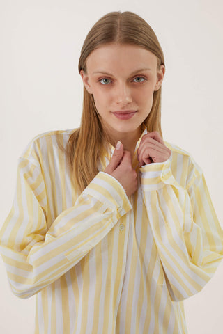Ultra-Light Cotton Nightshirt - Striped - Limoncello Yellow