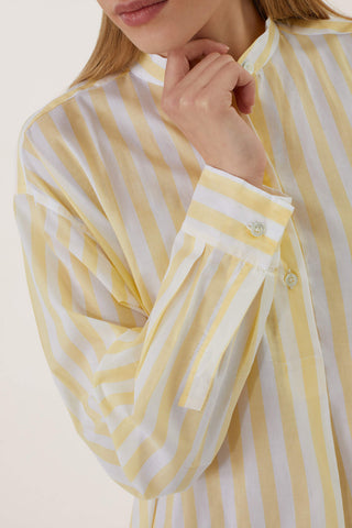 Ultra-Light Cotton Nightshirt - Striped - Limoncello Yellow