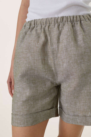 Pure Linen Bermuda Shorts - Sage Green