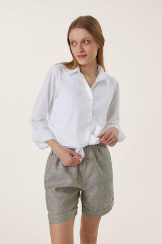 Pure Linen Bermuda Shorts - Sage Green