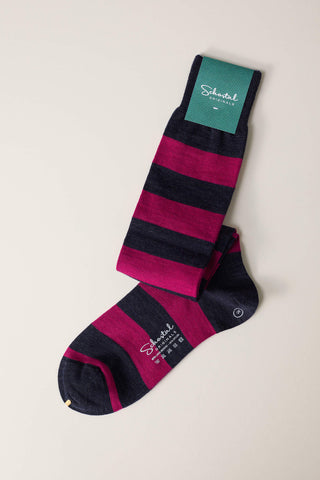 Striped Merino Wool Socks - Over-the-Calf