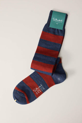 Striped Merino Wool Socks - Over-the-Calf