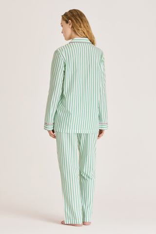 Fine Cotton Pajama Set - Pinstriped - Kelly Green