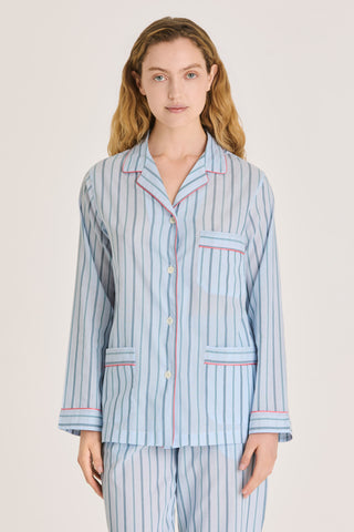 Ultra-Light Cotton Pajama Set - Pinstriped - Pastel Blue