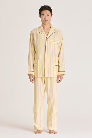 Fine Cotton Pajama Set - Pinstriped - Baby Yellow