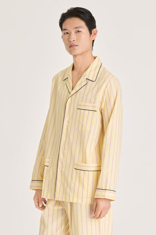 Fine Cotton Pajama Set - Pinstriped - Baby Yellow
