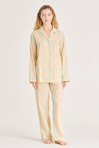 Ultra-Light Cotton Pajama Set - Pinstriped - Baby Yellow