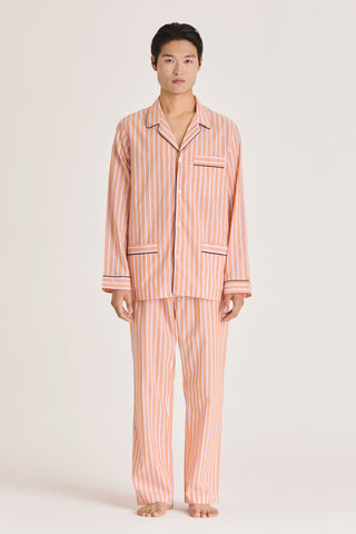 Ultra-Light Cotton Pajama Set - Striped - Peach and Rose