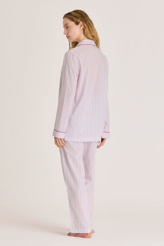 Ultra-Light Cotton Pajama Set - Pinstriped - Lilac and Sky