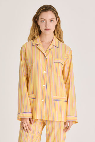 Ultra-Light Cotton Pajama Set - Striped - Saffron