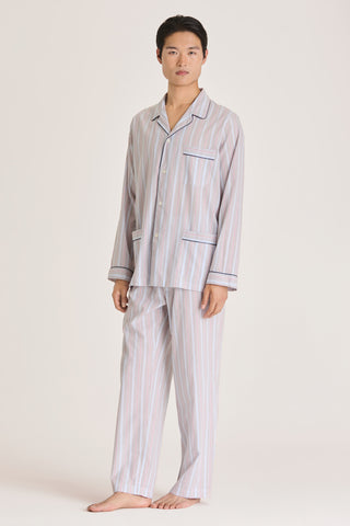 Ultra-Light Cotton Pajama Set - Pinstriped - Quiet Gray