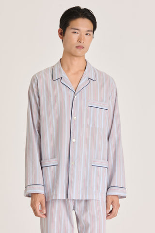 Ultra-Light Cotton Pajama Set - Pinstriped - Quiet Gray