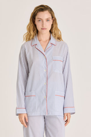 Ultra-Light Cotton Pajama Set - Striped - Navy Blue