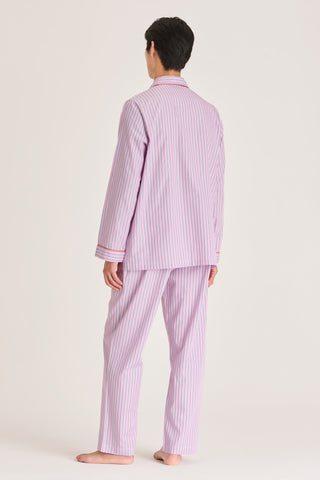 Fine Cotton Pajama Set - Pinstriped - Pink and Green