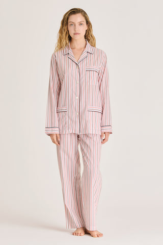 Ultra-Light Cotton Pajama Set - Striped - Peach and Rose