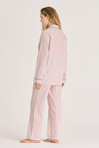 Ultra-Light Cotton Pajama Set - Striped - Peach and Rose
