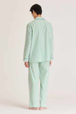 Fine Cotton Pajama Set - Pinstriped - Kelly Green
