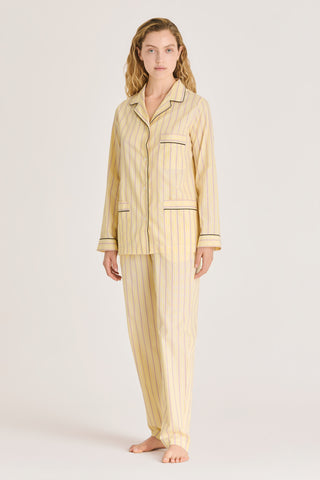 Fine Cotton Pajama Set - Pinstriped - Baby Yellow