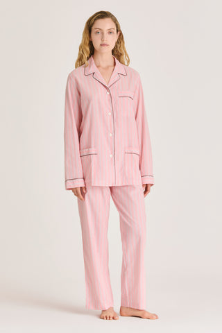 Ultra-Light Cotton Pajama Set - Striped - Peach