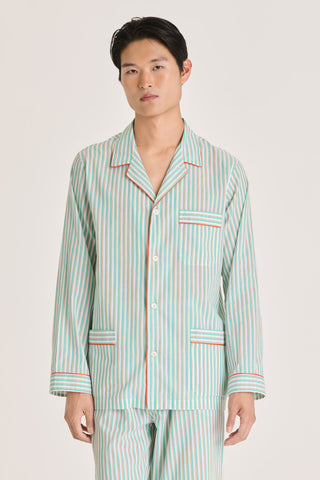 Ultra-Light Cotton Pajama Set - Striped - Mint and Beige