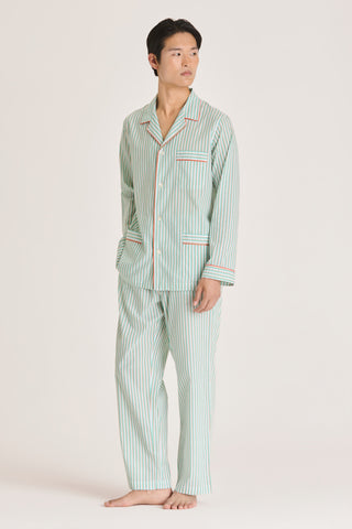 Ultra-Light Cotton Pajama Set - Striped - Mint and Beige