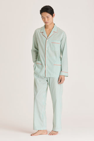 Ultra-Light Cotton Pajama Set - Striped - Mint and Beige