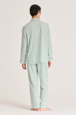 Ultra-Light Cotton Pajama Set - Striped - Mint and Beige